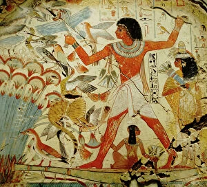 Mural Gallery: Mural from the wall of the tomb-chapel of Nebamun near Thebes Egypt dates to around 1350 - 1400 BC