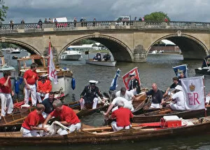 Swan Upping on River Thames at Henley on 22 July 2009 UK