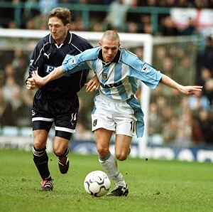 Images Dated 31st March 2001: Craig Bellamy Evades Thordur Gudjonsson: Coventry City vs. Derby County (31-03-2001)