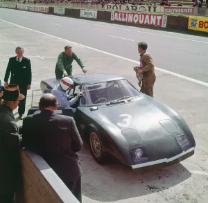 Jackie Stewart Prints: Rover BRM Turbine Print, 1965 Le Mans Scene