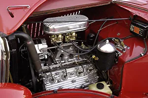 Ford Convertible Sedan (with caravan) 1935 Red Ford Convertible Sedan (with caravan) 1935 Red