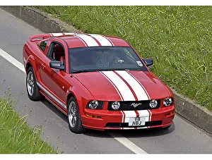 Ford Mustang GT 2006 Red White Stripes Print. Art Prints, Posters
