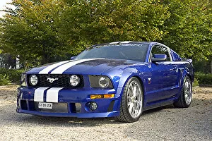 Images Dated 7th October 2007: Ford Roush Mustang GT500, 2007, Blue, & white