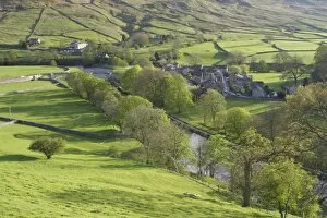 Images Dated 22nd June 2012: View of pasture, trees, river and village, River Wharfe, Burnsall, Wharfedale, Yorkshire Dales N.P