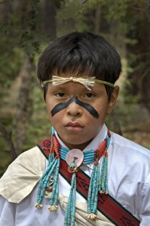 10 year old Hopi boy, Clay Kewanwytewa, dressed in traditional yucca headband, turquoise 10 year old Hopi boy, Clay Kewanwytewa, dressed in traditional yucca headband, turquoise