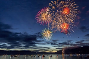 4th of July fireworks celebration over Whitefish Lake in Whitefish, Montana, USA 4th of July fireworks celebration over Whitefish Lake in Whitefish, Montana, USA