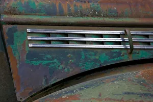 A detail of an abadoned Chevy truck that had been used as part of Alaska Air transport A detail of an abadoned Chevy truck that had been used as part of Alaska Air transport