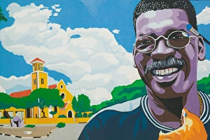 ABC Islands - BONAIRE - Kralendijk: Detail of Bonaire Citizens Mural Cultimara Supermarket ABC Islands - BONAIRE - Kralendijk: Detail of Bonaire Citizens Mural Cultimara Supermarket