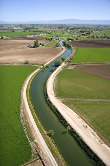 Aerial view of farmland and an irrigation canal in Canyon County, Idaho Aerial view of farmland and an irrigation canal in Canyon County, Idaho