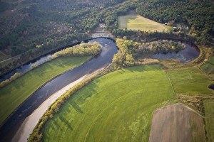 An aerial view of farms and the Connecticut River in Maidstone, Vermont and Stratford An aerial view of farms and the Connecticut River in Maidstone, Vermont and Stratford