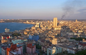 Aerial view panoramic of Havana downtown city at sunset night in Cuba Aerial view panoramic of Havana downtown city at sunset night in Cuba
