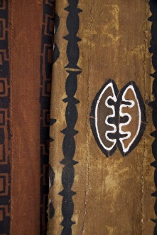 Africa, Gambia. Capital city of Banjul. Typical hand painted African fabric Africa, Gambia. Capital city of Banjul. Typical hand painted African fabric