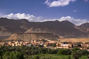 Africa, Morocco. The oasis city of Tinerhir sits beneath foothills of the Atlas mountains Africa, Morocco. The oasis city of Tinerhir sits beneath foothills of the Atlas mountains