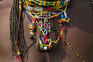 Africa, Namibia. Zemba tribal decoration on a womans chest Africa, Namibia. Zemba tribal decoration on a womans chest