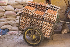 Africa, North Africa, Morocco, Fes, Fes el-Bali medina, the egg sellers cart Africa, North Africa, Morocco, Fes, Fes el-Bali medina, the egg sellers cart
