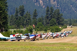 Airstrip with airplanes parked at Garden Valley in the Boise National Forest, Idaho Airstrip with airplanes parked at Garden Valley in the Boise National Forest, Idaho