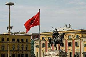 Albania Gallery: Albania, Tirana, Skanderbeg square, buildings in Italian Fascist style