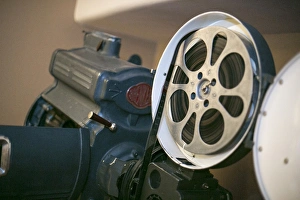 Albuquerque, New Mexico, USA. Central Ave, Route 66, Vintage film projector at the Albuquerque, New Mexico, USA. Central Ave, Route 66, Vintage film projector at the