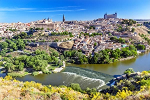 is Alcazar Fortress Churches Cathedral Medieval City Tagus River Toledo Spain is Alcazar Fortress Churches Cathedral Medieval City Tagus River Toledo Spain
