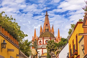 Aldama Street Parroquia Archangel church Dome Steeple San Miguel de Allende, Mexico Aldama Street Parroquia Archangel church Dome Steeple San Miguel de Allende, Mexico