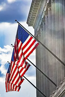 American flags at Herbert Hoover Building, Washington DC, USA American flags at Herbert Hoover Building, Washington DC, USA