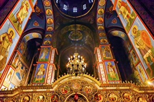 Ancient Mosaics Golden Sreen Icons Dome Basilica Saint Michael Monastery Cathedral Kiev Ukraine Ancient Mosaics Golden Sreen Icons Dome Basilica Saint Michael Monastery Cathedral Kiev Ukraine