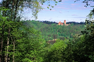 Ancient Turaida Castle overlooking the Gauja River in the Gauja National Park, Latvia Ancient Turaida Castle overlooking the Gauja River in the Gauja National Park, Latvia