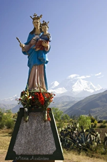 Anta Carhuaz religious statue and Andes Mountains, near Huaraz, Peru Anta Carhuaz religious statue and Andes Mountains, near Huaraz, Peru