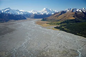 Aoraki / Mt Cook and Tasman River, South Canterbury, South Island, New Zealand - aerial Aoraki / Mt Cook and Tasman River, South Canterbury, South Island, New Zealand - aerial