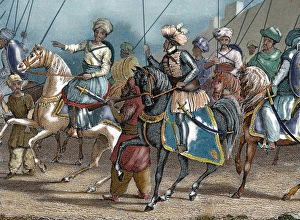 Arab army. Nineteenth-century colored engraving Arab army. Nineteenth-century colored engraving