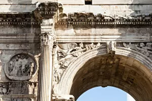 Triumphal Gallery: Detail of Arch of Constantine, Arco di Costantino, Rome, Unesco World Heritage Site