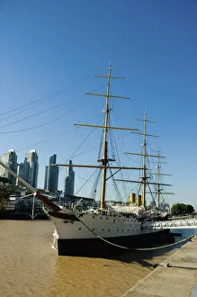 Images Dated 29th March 2012: Argentina. Buenos Aires. Puerto Madero. Frigate Presidente Sarmiento along the waterfront