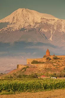 Armenia Gallery: Armenia, Khor Virap. Khor Virap Monastery, 6th century, with Mt. Ararat