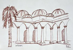 <b class=qtipBold><figcaption>Artwork by Scott Lawrence</figcaption></b><br>Courtyard in the Topkapi Palace, Istanbul, Turkey<br><em>© Scott Lawrence / DanitaDelimont.com</em> Artwork by Scott Lawrence