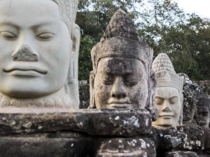 Images Dated 24th November 2014: Asia; Cambodia; Angkor Watt; Siem Reap; Deamon heads on the gods and deamon bridge at