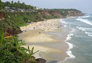Images Dated 29th March 2008: Asia, India, Kerala, Varkala. The cliffs at Varkala beach overlooking the Arabian Sea