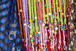 Asia, Turkey, colorful bracelets, necklaces made from Turkish twine and beads Asia, Turkey, colorful bracelets, necklaces made from Turkish twine and beads