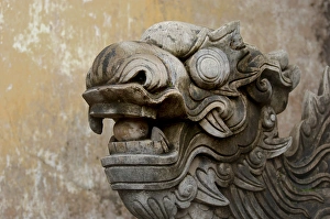 Asia, Vietnam. Stone lion guarding the entrance at the The Citadel, Hue, Thua ThienaHue Asia, Vietnam. Stone lion guarding the entrance at the The Citadel, Hue, Thua ThienaHue