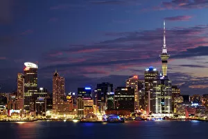 Auckland Gallery: Auckland Central Business District, Skytower, and Waitemata Harbour, North Island, New Zealand