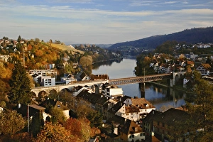 Autumn view of Rhein River from Munot Castle, Schaffhausen, Switzerland Autumn view of Rhein River from Munot Castle, Schaffhausen, Switzerland