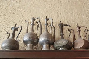 Azerbaijan, Lahic. A collection of engraved kettles Azerbaijan, Lahic. A collection of engraved kettles