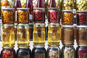 Azerbaijan, Vandam. Fruit market, honey and preserves Azerbaijan, Vandam. Fruit market, honey and preserves