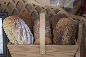 Basket of breads was found sitting on a bench outside a bakery in Glastonbury, England Basket of breads was found sitting on a bench outside a bakery in Glastonbury, England