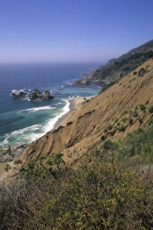 The beautiful Northern Coast of California with waves and mountains and ocean near The beautiful Northern Coast of California with waves and mountains and ocean near