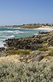 Beautiful shoreline and rocks with waves in North Beach area of Perth in Western Beautiful shoreline and rocks with waves in North Beach area of Perth in Western