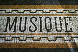 Images Dated 29th December 2015: Belgium, Bruges, Music shop street mosaic