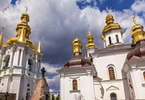 Bell Tower Far Caves Church Birth Blessed Virgin Holy Assumption Pechrsk Lavra Cathedral Kiev Ukraine Bell Tower Far Caves Church Birth Blessed Virgin Holy Assumption Pechrsk Lavra Cathedral Kiev Ukraine