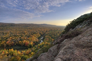 The Big Carp River in autumn at Porcupine Mountains Wilderness State Park in the The Big Carp River in autumn at Porcupine Mountains Wilderness State Park in the