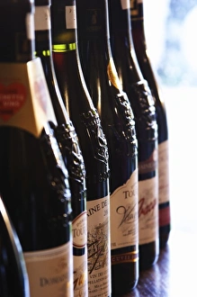 Bottles to taste on a straight line. Domaine la Tourade, Andre Richard, Gigondas Bottles to taste on a straight line. Domaine la Tourade, Andre Richard, Gigondas