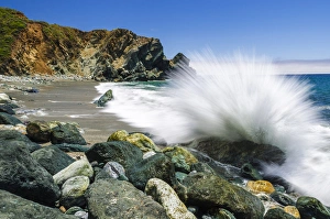 Boulders and crashing surf, Limekiln State Park, Big Sur, California USA Boulders and crashing surf, Limekiln State Park, Big Sur, California USA